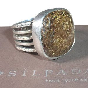 Silpada R1738 Bronzite Sterling Silver Chunky Ring Size 7 .925 Brown